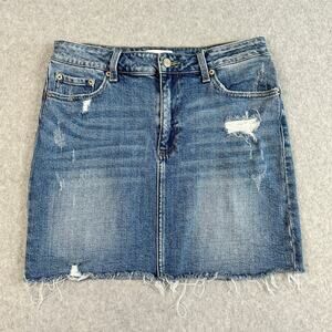Pistola Jean Skirt WMNS Size 29 Medium Wash Distressed Stretch Mini Y2K Denim
